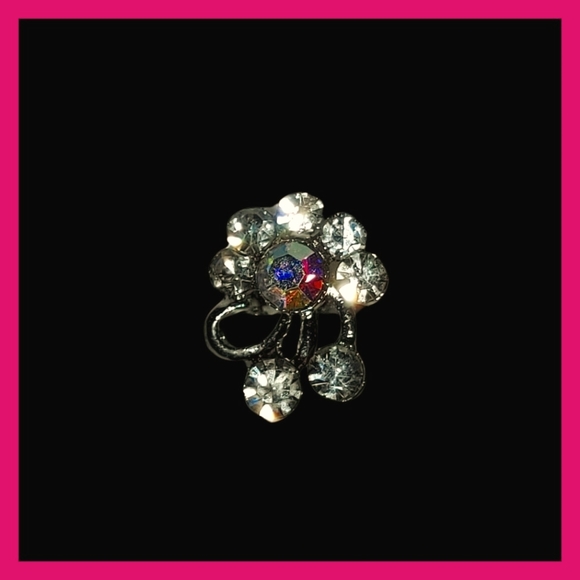 Dainty Floral Gemstone Ring in Rainbow - Picture 1 of 2